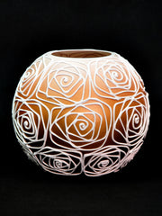 Orange Pattern Handpainted Glass Vase