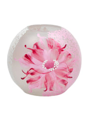 Pink and White Handpainted Glass Vase