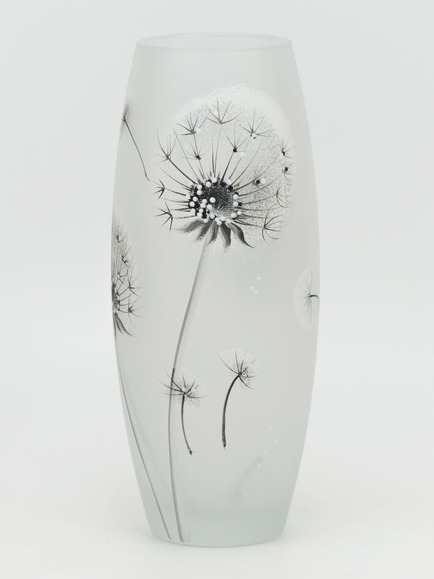 Dandelion Handpainted Glass Vase