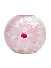 Pink and White Handpainted Glass Vase