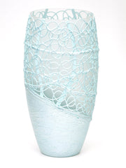 Handpainted Blue Wrapped Glass Vase