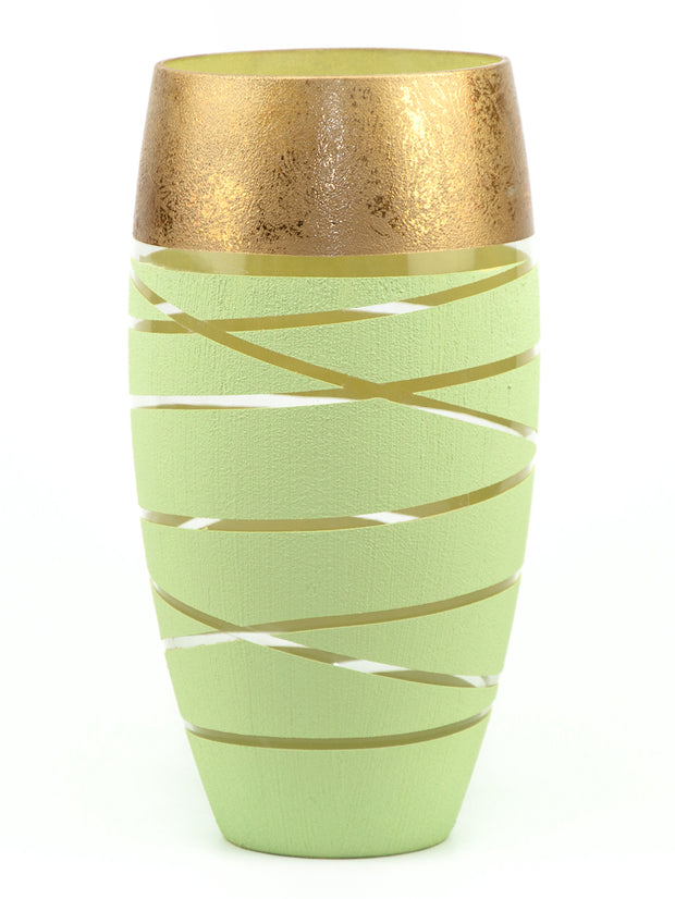 Green And Gold Handpainted Glass Vase