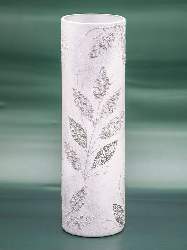 Silver leaves | Handmade art glass vase