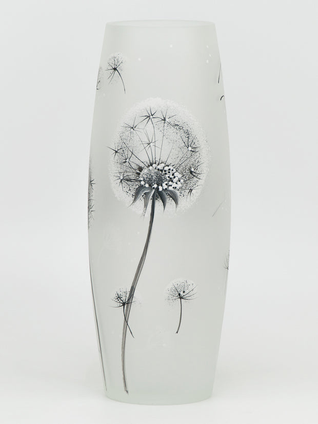 Dandelion Handpainted Glass Vase