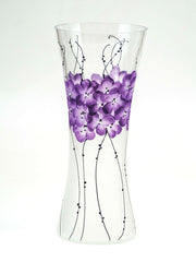 Purple Flowers Handpainted Glass Vase