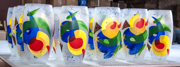 Handpainted Multicolor Glass Vase