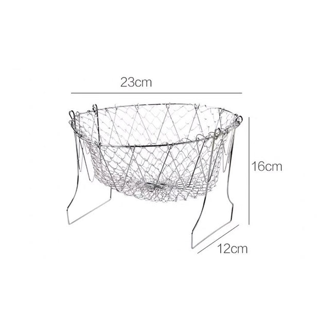 Foldable Steam Rinse Fry Strainer Basket