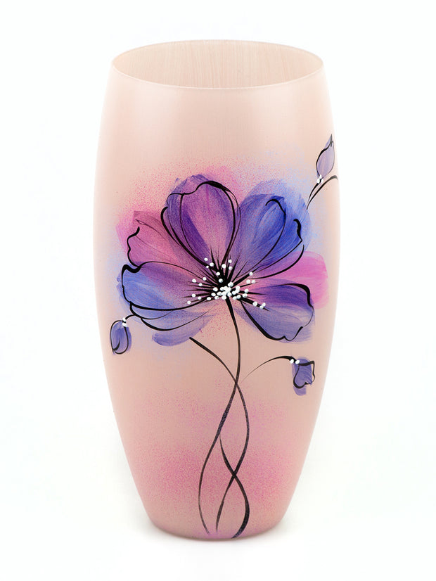 Pink And Purple Handpainted Glass Vase