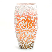 Handpainted Orange Oval Glass Vase