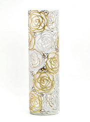 Gold and white roses decorated vase