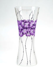 Purple Flowers Handpainted Glass Vase