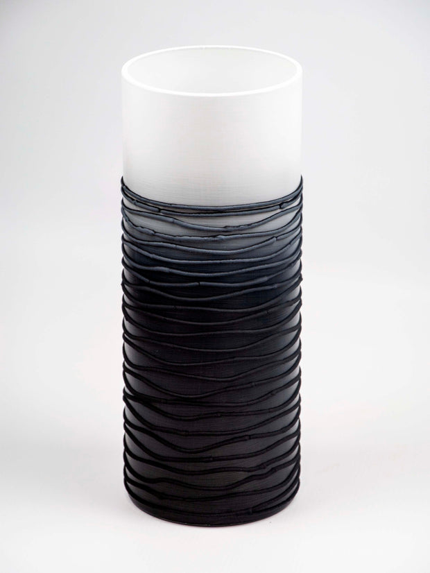 Black Wrapped Handpainted Glass Vase