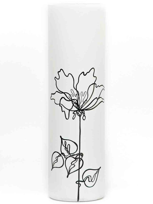 Black flower | Art decorated glass vase