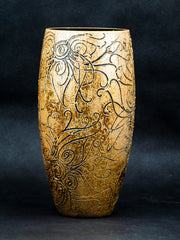 Gold Pattern Handpainted Glass Vase