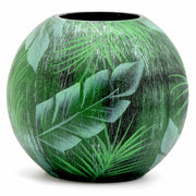 Green Leaves Handpainted Glass Vase