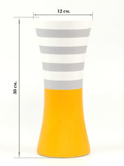 Yellow Striped Handpainted Glass Vase