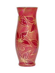 Red And Gold Handpainted Glass Vase