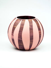 Pink Lines Handpainted Glass Vase