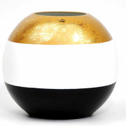 Gold White And Silver Handpainted Glass Vase