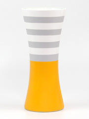 Yellow Striped Handpainted Glass Vase