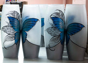 Blue butterfly floor Vase