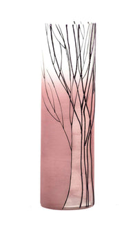 Tree on pink | Art decorated glass vase