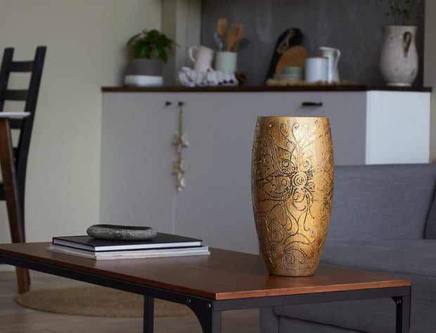 Gold Pattern Handpainted Glass Vase