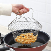 Foldable Steam Rinse Fry Strainer Basket