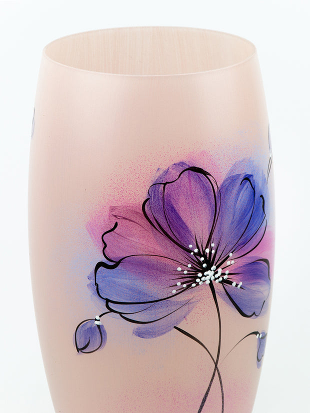 Pink And Purple Handpainted Glass Vase