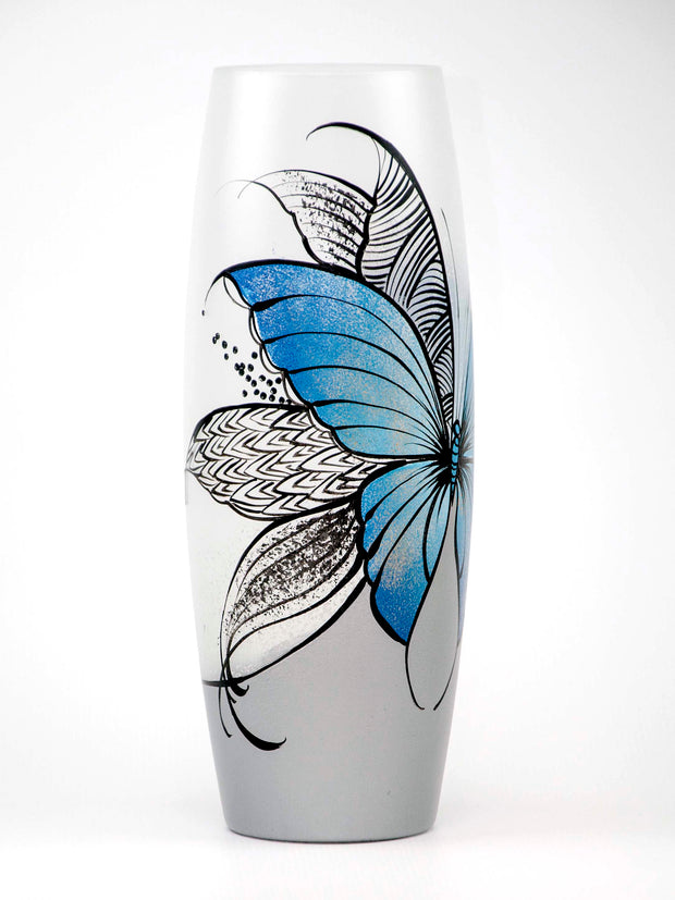 Blue butterfly floor Vase