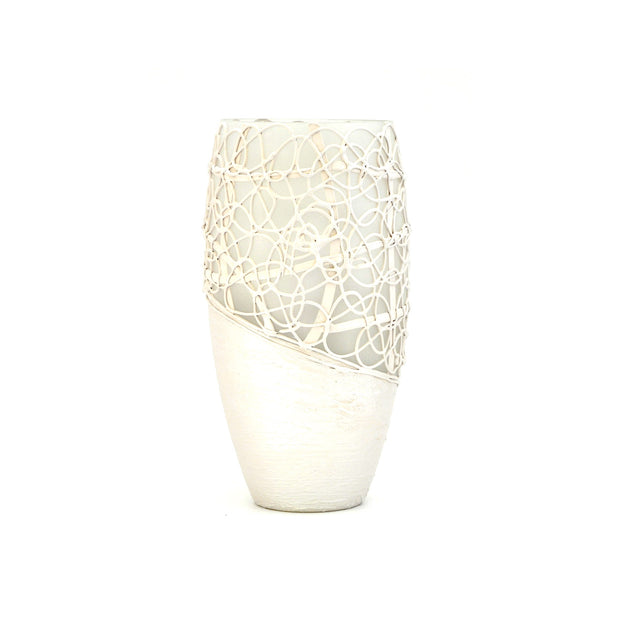 Handpainted White Wrapped Glass Vase