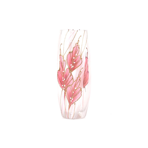 Clear And Pink Painted Glass Vase