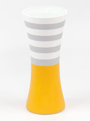 Yellow Striped Handpainted Glass Vase