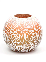 Orange Pattern Handpainted Glass Vase