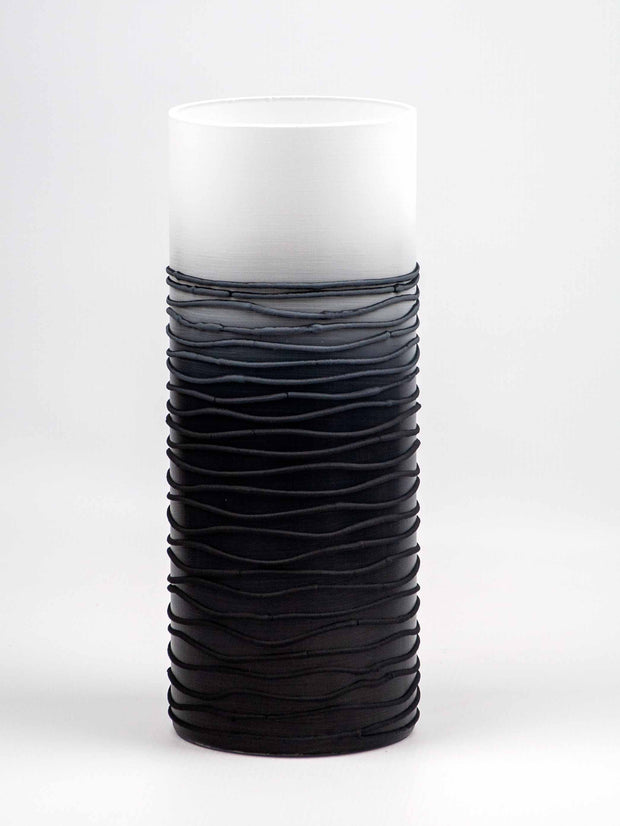 Black Wrapped Handpainted Glass Vase