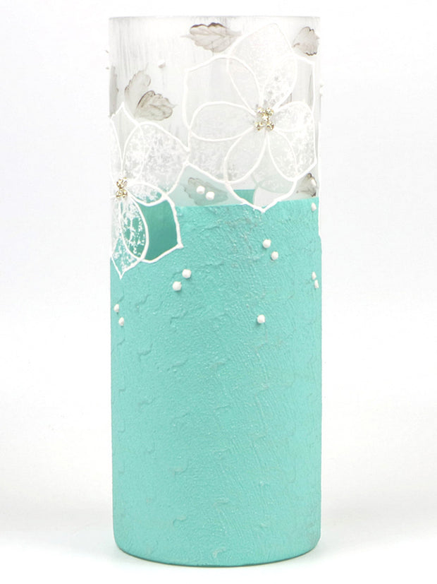 Light Blue Handpainted Glass Vase