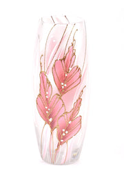 Clear And Pink Painted Glass Vase