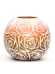 Orange Pattern Handpainted Glass Vase