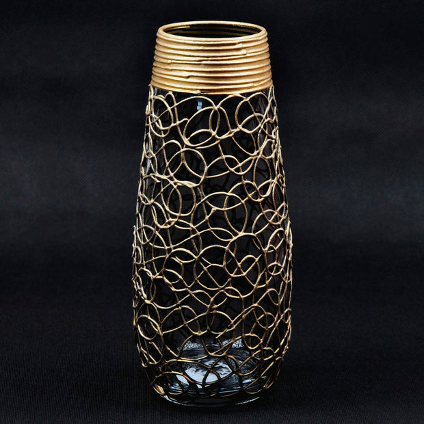 Gold painted curves wavy Vase