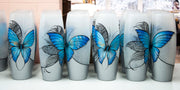 Blue butterfly floor Vase