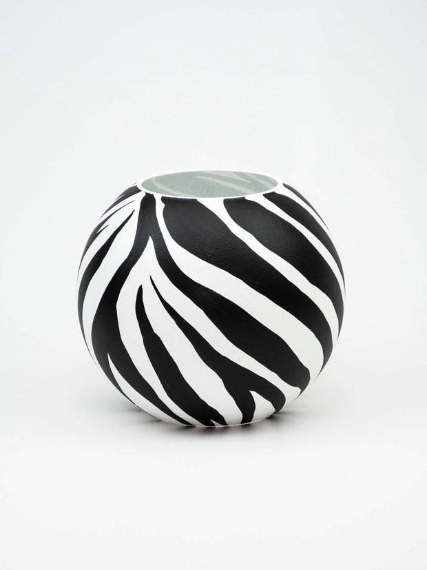 Zebra Design Handpainted Glass Vase