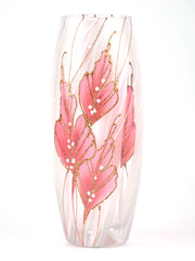 Clear And Pink Painted Glass Vase