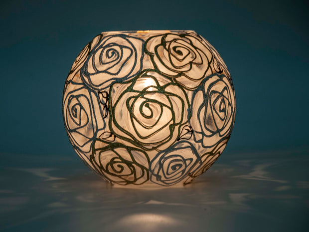 Gold And Silver Roses Glass Vase