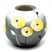 Yellow Handpainted Glass Vase