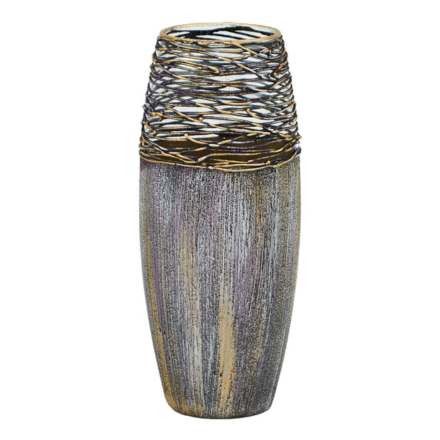 Handpainted  Bark Glass Vase