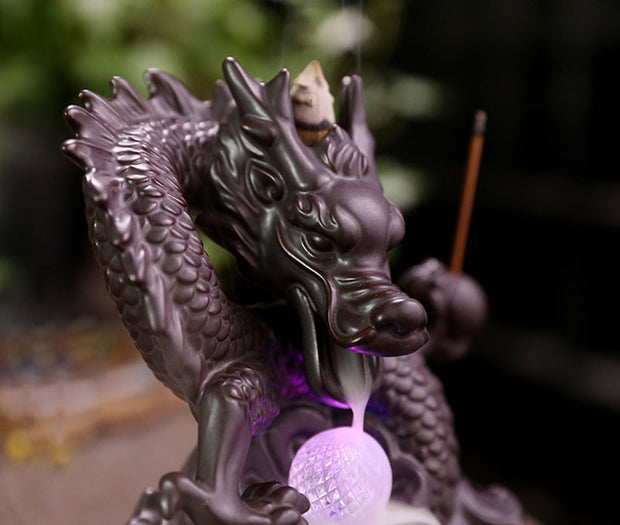 7-Color Handmade Ceramic Dragon Incense Burner