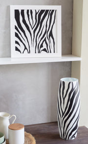 Art decorated zebra glass vase