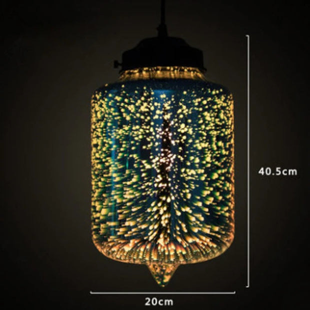 Modern 3D Colorful Nordic Starry Sky Hanging Glass Shade Pendant Lamp Lights