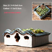 Chinese Antique House Retro Building Ceramic Flower Pot Fish Tank Decoration