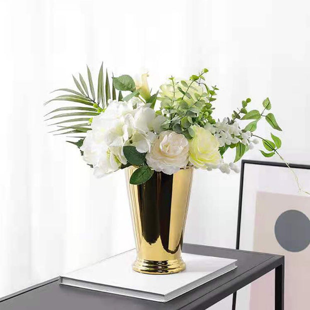 Modern Ceramic Golden Flower Vase Plant Pots Retro Nordic Home Decoration